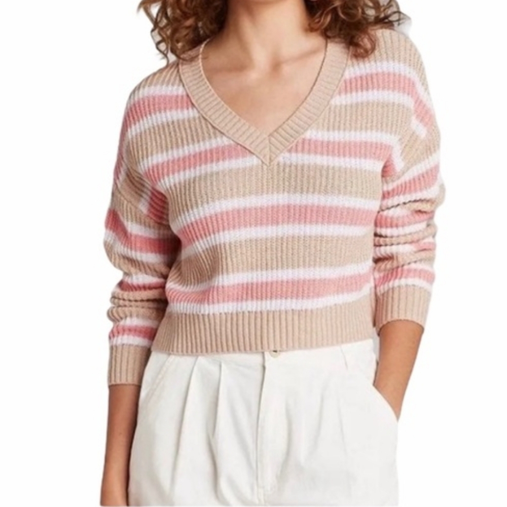Wild Fable Striped Pastel V Neck Cropped Sweater Soft Feminine Girl